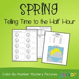 Spring Telling Time Activity Half Hour Coloring Sheets Mat