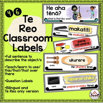 Preview of 46  Te Reo Māori Classroom labels (with full sentences)