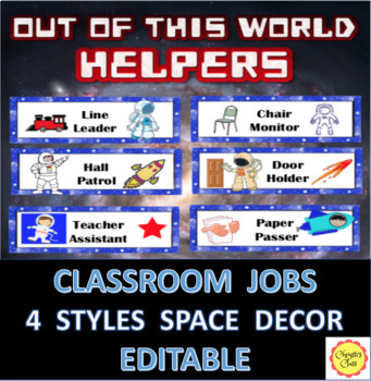 Preview of 46+ Jobs with Space Theme Job Chart for Class Decor:  Editable