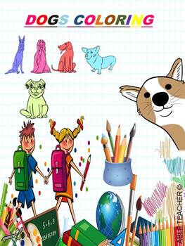 Preview of 46 Different pictures of Dogs forkids to color in pdf files .