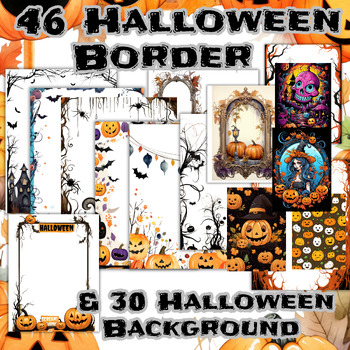 46 Halloween Border and 30 Halloween Background for Commercial Use