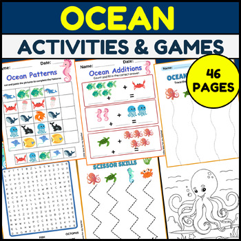 46 Sea Ocean animals themed Activity Packet | first day of school Early ...