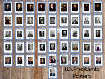 Preview of 46 U.S. Presidents Classroom Posters and Wall Charts. US History.