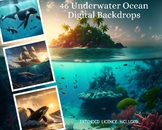 46 Underwater Ocean Mermaid Digital CG Backdrops, Ocean Ba