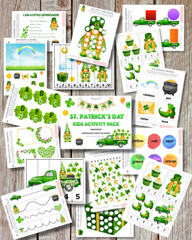 Preview of 46-page St Patrick's Montessori Kids Activities Printable Pack