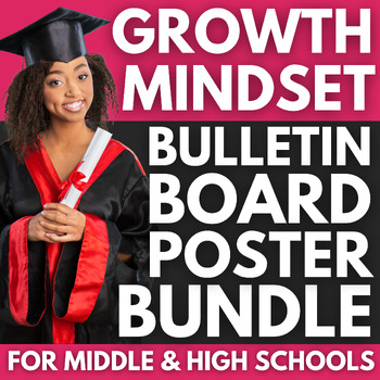 Preview of 860 Growth Mindset Bulletin Board BUNDLE | Middle & High School Classroom Decor