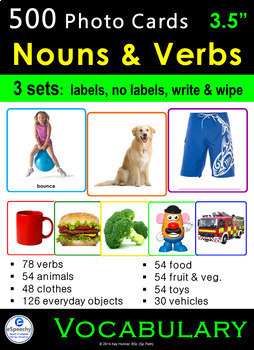 Preview of Photo Vocabulary Cards Bundle: 540 NOUNS & VERBS: Speech Therapy ESL Autism SpEd