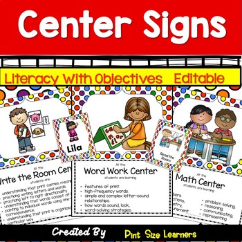 Center Signs With Objectives Editable Center Posters Back To School Decor