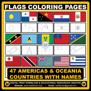 Preview of Flags Coloring Pages of Americas & Oceania Countries With Names