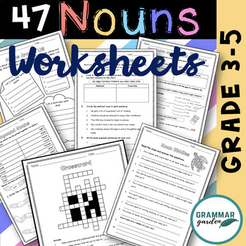 Preview of 47 Nouns Worksheets for Grade Three to Five  + Answer Key - ESL/ELA