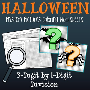 Preview of Long Division Coloring Page, Math Halloween Worksheets Mystery Picture Activity
