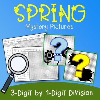 Preview of 3 Digit By 1 Digit Long Division Spring Math Activity Worksheets Grade 4, 5, 6