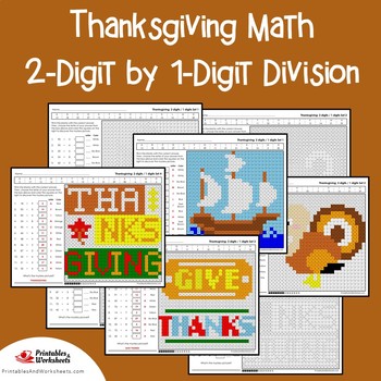 mystery picture division worksheets color by number math thanksgiving