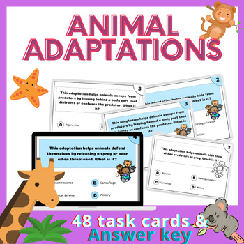 Preview of 48 Animal ADAPTATIONS Task Cards