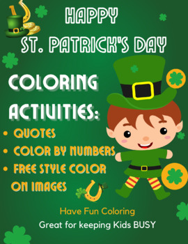 Preview of 48 Coloring Worksheets for Kids Preschool - Grade 6 | St. Patrick's Day Theme