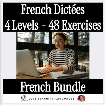Preview of French Dictée Bundle - Dictation Exercises - 4 Levels