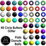 48 Glitter Circle Buttons | PNG clip art | Flat Circles, S