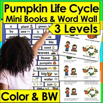 Pumpkins Life Cycle Mini Books - 3 Levels + Illustrated Word Wall