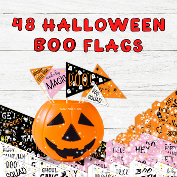 Preview of 48 Halloween Boo Basket Pennant Flag , Boo flag, Boo basket, printables