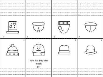Preview of 48 Hats Hat Day Mini Books, Picture Writing, Back to School Week Activity
