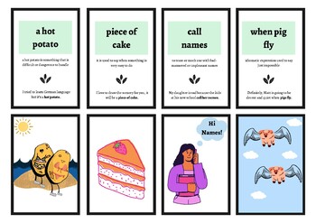 Preview of 48 Idiom Cards, Educational Card Game, Activity Center, Understanding Literacy
