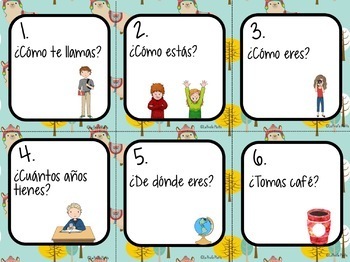 48 Present Tense Conversation Cards for Spanish Class | Speaking Activity