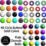 48 Solid Color Circle Buttons | PNG clip art | Flat Circle