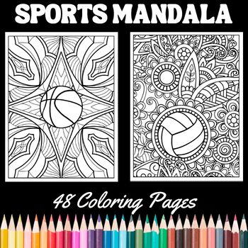 Preview of 48 Sports Mandala Coloring Pages