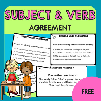 Preview of Subject Verb Agreement Task Cards - Grammar Activities with Advanced Rules