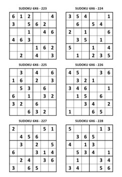 easy 6x6 sudoku printable