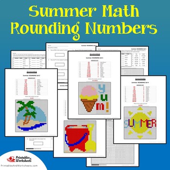 Mystery Pictures Summer Math Coloring Worksheets Summer Rounding ...