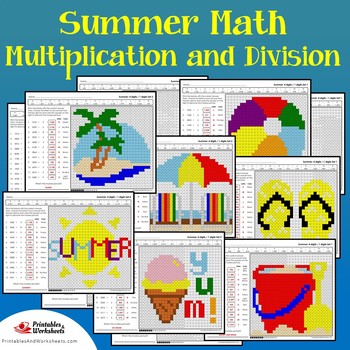 summer math coloring pages summer multiplication division coloring worksheets