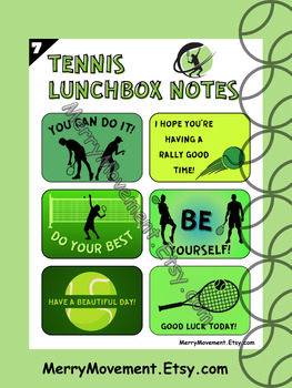 Preview of 48Pcs Tennis Lunchbox Notes | 24 Colorful + 24 Black & White Copies