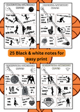 48pcs Basketball Themed Lunchbox Notes 24 colorful + 24 B&