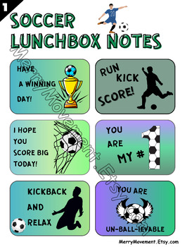 Preview of 48pcs Soccer Lunchbox Notes| 24 Colorful + 24 B&W Lunch Box Cards