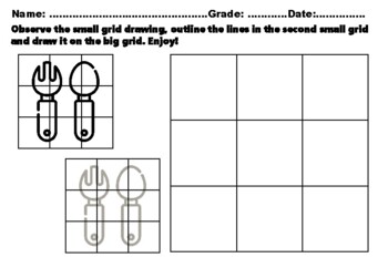 Preview of 49 Kindergarten Theme, Easy Grid Drawing Activities, Kindergarten Art Sub Plan