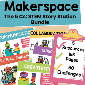 Preview of 4Cs Engineering STEM Story Stations With STEAM Art Projects & Activities Bundle