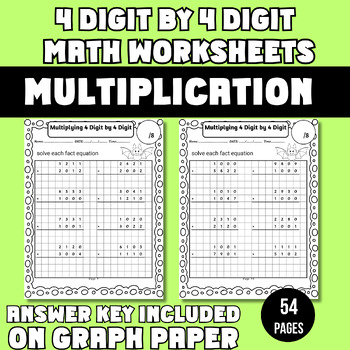 Preview of 4Digit by4Digit Multiplication with without Regrouping Worksheets on Graph Paper