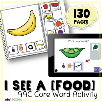 Preview of AAC Core Vocabulary Activities See FOOD Adaptive books special education and ABA