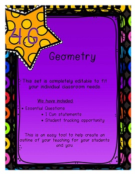 Preview of 4.G I Can Statements, Essential Questions and Student Tracking