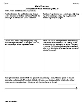 4md2measurement word problems 4th grade common core math worksheets