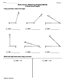 (4.MD.6) Measuring Angles: 4th Grade Common Core Math Worksheets by