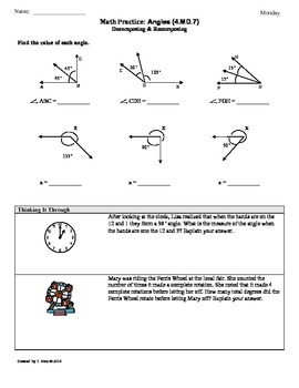 Preview of (4.MD.7) Angle Measurement: 4th Grade Common Core Math Worksheets