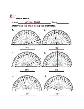 Preview of 4.MD.C.5, 4.MD.C.6 Measuring Angles Using A Protractor  Common Core Math Sheets