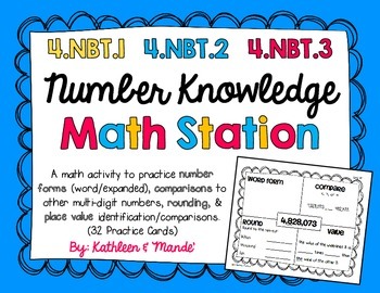 Preview of 4.NBT.1, 4.NBT.2, 4.NBT.3: Number Knowledge (Math Station/Activity)