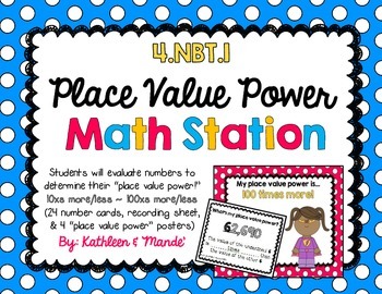 Preview of 4.NBT.1: Place Value Power (Math Station/Activity)