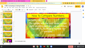Preview of 4NBT2 Comparing & Ordering Numbers - Google Slides Presentation