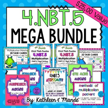 Preview of 4.NBT.5 MEGA Bundle: Practice, Assessment, Posters, Matching Cards