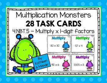 Preview of 4.NBT.5: Task Cards (x1 Digit Multiplication)
