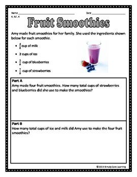 4 NF 4 Math Assessment Task by Simply Core Learning TpT